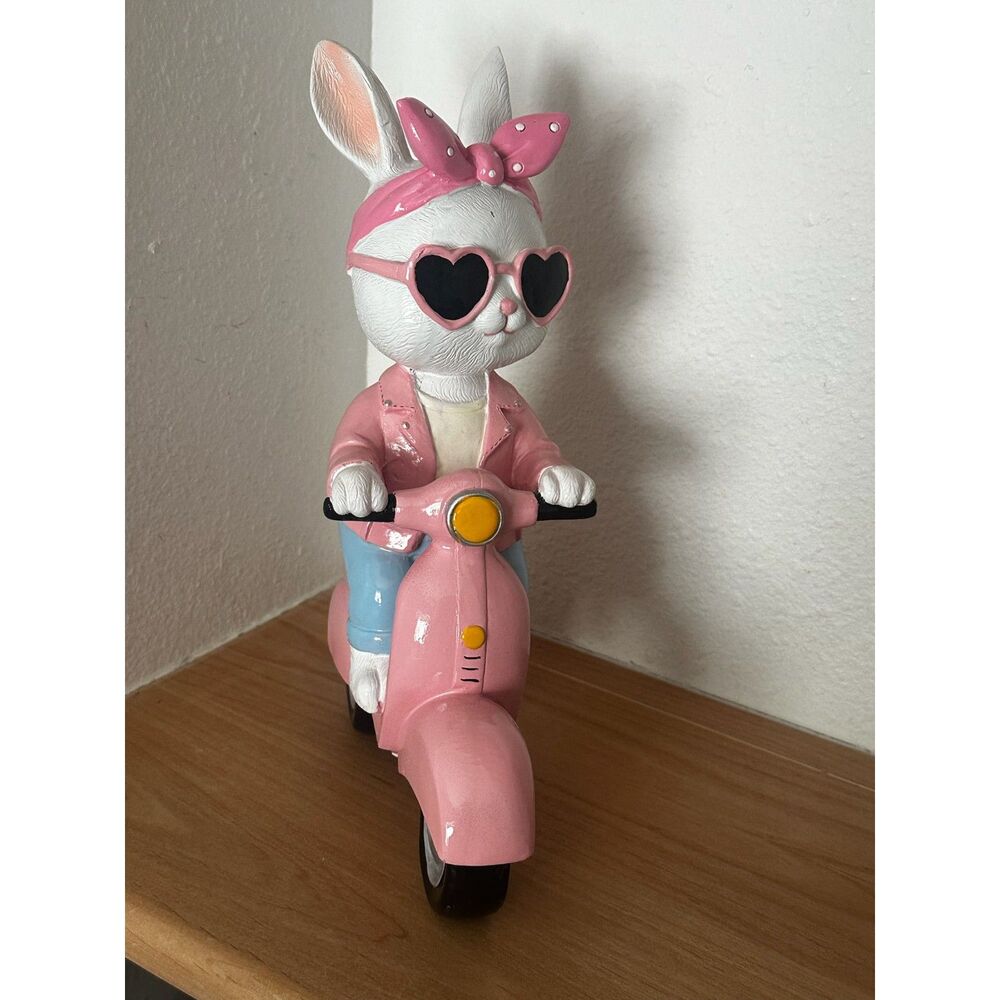 Easter Bunny on Scooter Figurine NWT - Picture 2 of 5